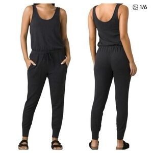 Prana Women's Dark Gray Cozy Up Pull-On Tank Jumpsuit